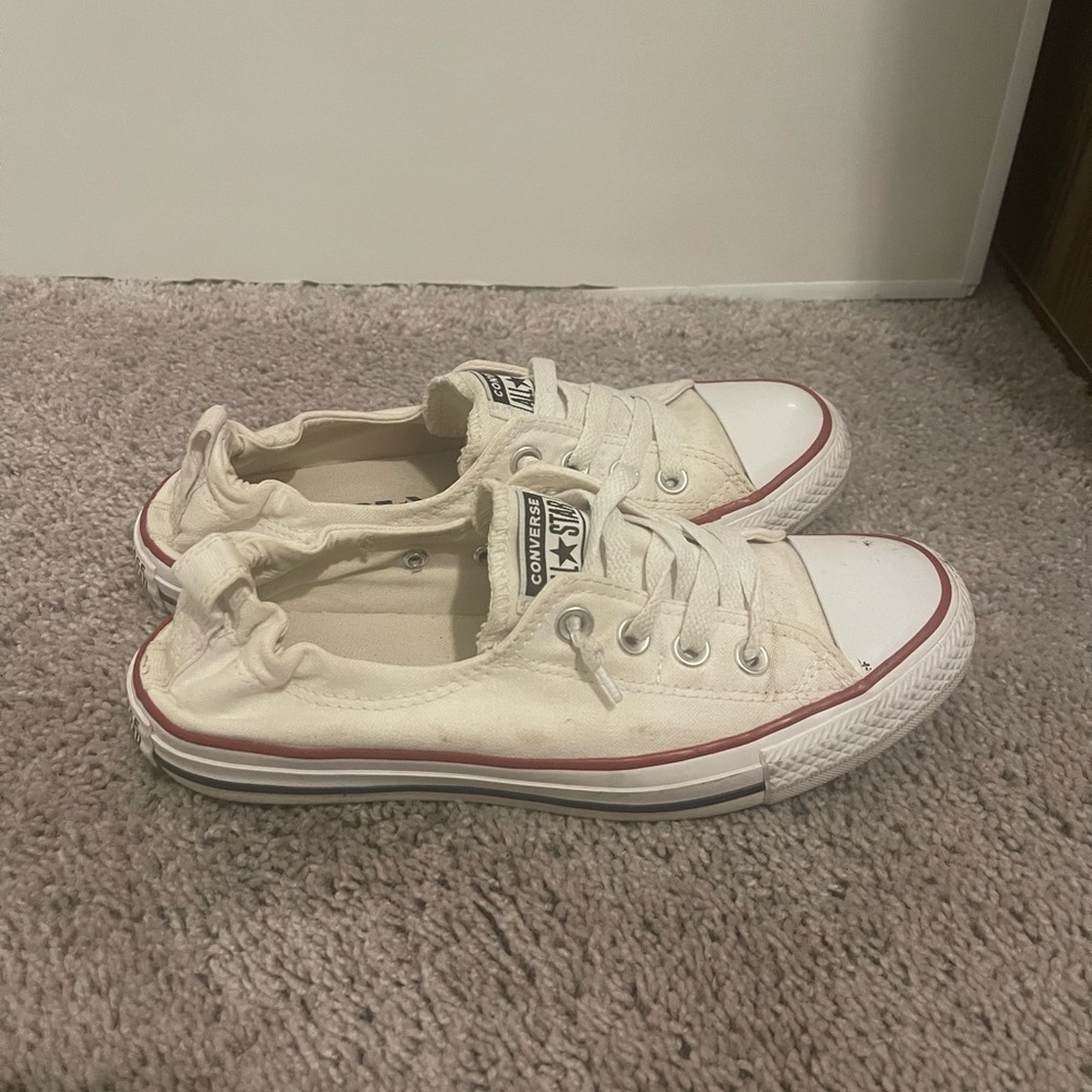 Converse Cream Canvas Slip-On Sneakers